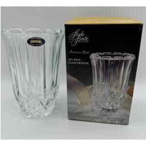 Vintage Style Brite 24% Lead Crystal Roxmor Vase‎ 6.25 Inch American Made New